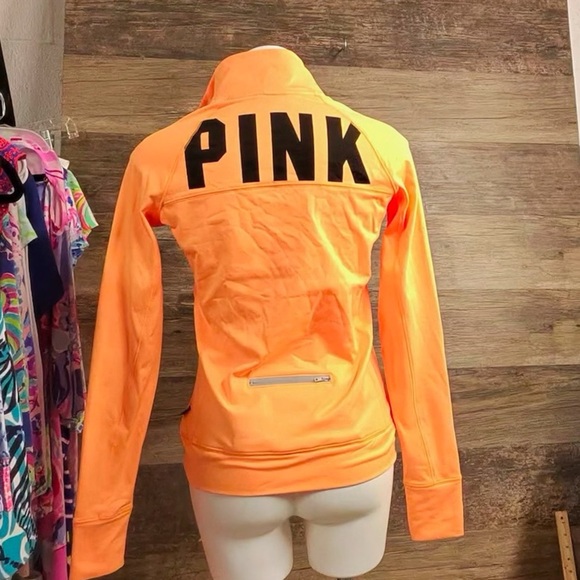 PINK Victoria's Secret Bright Orange Quarter-Zip Sweatshirt - Picture 8 of 8